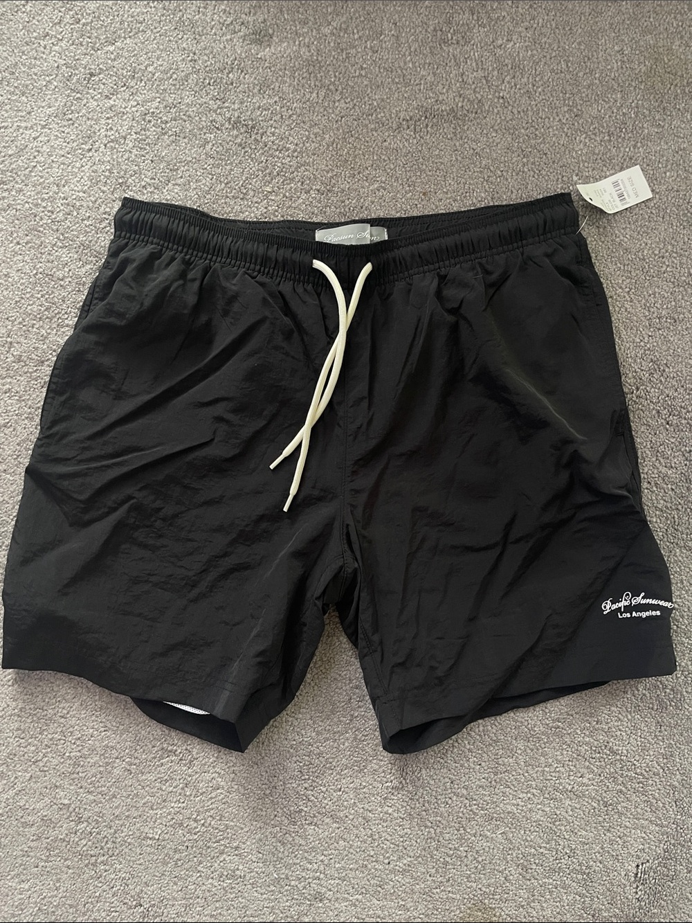 PacSun Black Men’s Swim Trunks with White Drawstring